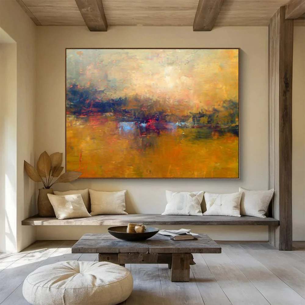 Warm Handmade Evening Canvas Painting Abstract Canvas Wall Art 7PFWC